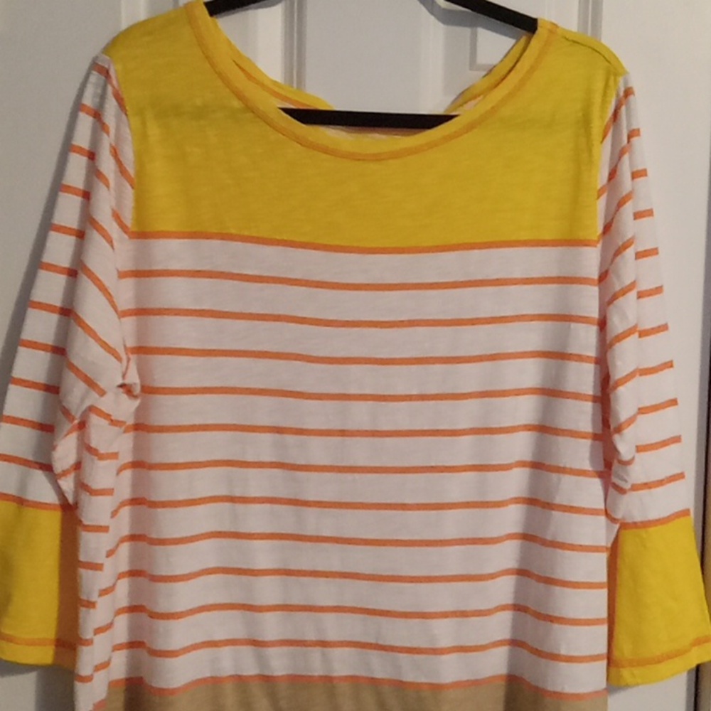 Basic Editions Yellow and Orange Women's Top